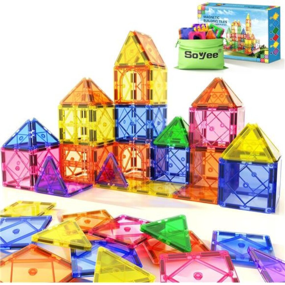 Magnetic Tiles Toddler Toys Magnetic Building Blocks for Kids Ages 3-12 STEM